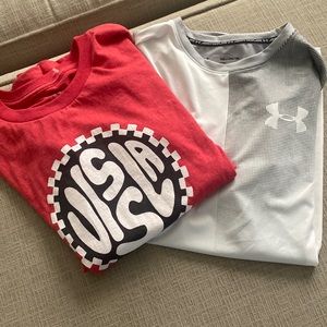 Two shirts- under armour and  vissla